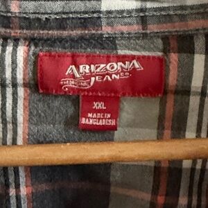 Arizona Jean Company Gray and Red Plaid Shirt
